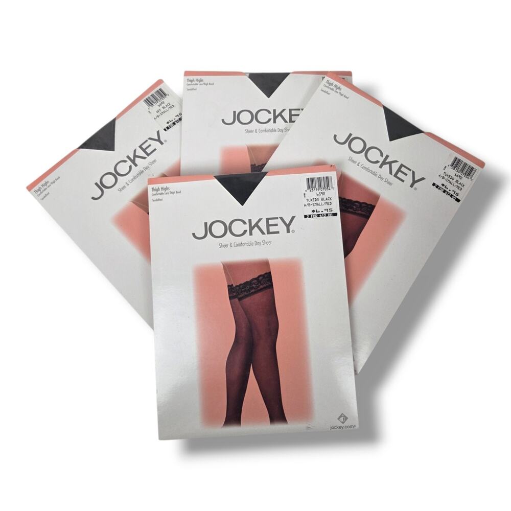 Vintage Thigh Highs Jockey Sheer Stockings Sandalfoot Pinup Nylons Small Medium